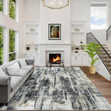 8x10 Area Rugs Washable Rug: Large Modern Abstract Living Room Rug Soft Anti-Skid Thin Carpet Indoor Floor Non-Shedding Carpets for Bedroom Dining Farmhouse Nursery Home Office Black Grey Gold Gent drizz