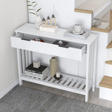 TaoHFE White Narrow Console Table with Storage Modern Wood Entryway Table with Drawer Hallway Table Sofa Tables for Living Room, Entrance Tables for Front Door Corridor, Office, White TaoHFE