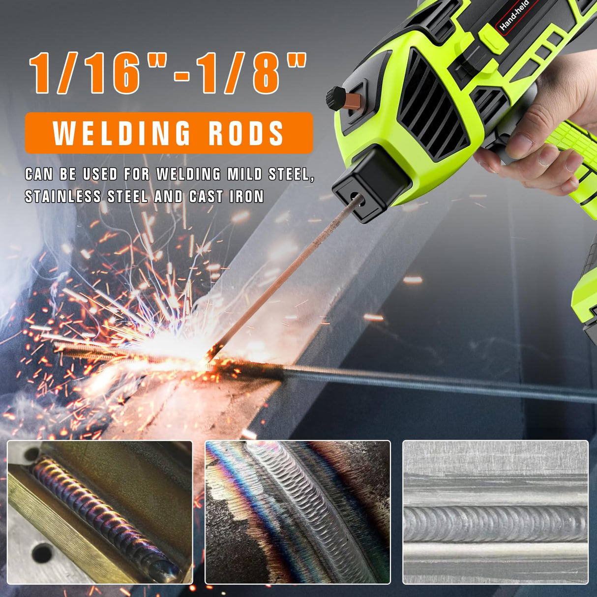 YesRight 110V 120Amp Welding Machine Handheld Portable ARC Welder Gun Hand Held Welder Machine with Digital Display IGBT Inverter 6 Variable Current Adjustment for 1/16''-1/8'' Welding Rods, Green YesRight