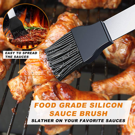 POLIGO 5PCS BBQ Grill Accessories for Outdoor Grill Set Stainless Steel Camping BBQ Tools Grilling Tools Set for Christmas Dads Birthday Presents, Grill Utensils Set Ideal Grilling Gifts for Men Dad POLIGO