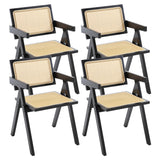 GOOLON Rattan Dining Chairs Set of 4, Rattan Chairs 18 Inch Seat Height for Dining Room, Modern Cane Dining Chair with Woven Backrest, Comfortable Seat, Sturdy Wood Frame for Indoor Kitchen, Black GOOLON