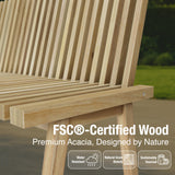 Melino Wooden Convertible Bench Picnic Table, Outdoor Bench Wood, FSC Certified Acacia, 500Lbs Weight Capacity, Park Bench for Outdoors, Porch, Balcony - Large Size Melino