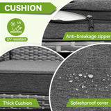 Suvivityse 6 Pieces Patio Furniture Set Sectional Rattan Wicker Outdoor Conversations Sets with Table and Ottomans for Garden, Poolside, Backyard (Grey) Suvivityse