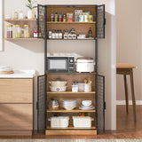 VECELO 72in Tall Kitchen Pantry Cabinet with Doors and Shelves, Large Freestanding Storage Cupboard with Countertop Hutch, Oak VECELO