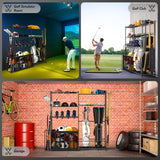 Garage Sports Equipment Organizer with Golf Bag Stand, Balls Storage Rack, and Toy Organizer – Durable Indoor/Outdoor Multi-Use Rack for Kids' Gear and Seasonal Items SPIDERCAMP