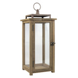 Stonebriar 18 Inch Rustic Wooden Candle Hurricane Lantern, For Table Top, Mantle, Wall Hanging, or Garden Display, Indoor & Outdoor Use, Extra Large Stonebriar