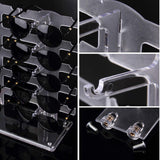 Lamoutor 2 Row Sunglasses Rack Holder Glasses Display Stand Transparent Lamoutor