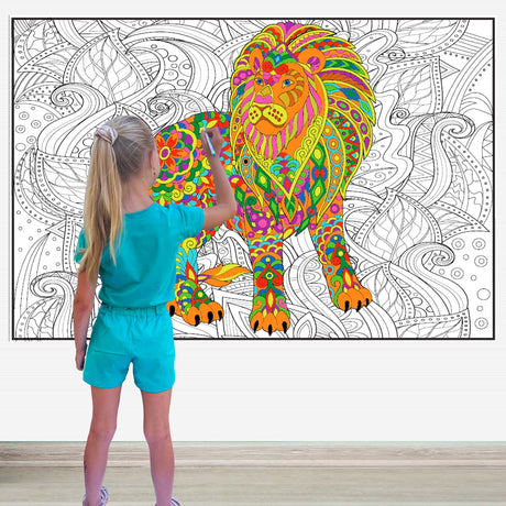 Giant Coloring Poster for Adults and Kids - Lion Jumbo Wall Coloring Art - Super Huge Coloring Posters - Giant Coloring Pages - Big Coloring Sheet for Table - Large Coloring Floor Size ALEX Art