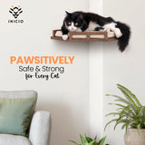 INICIO Cat Wall Shelves - Modern and Durable 3 Step Cat Furniture for Wall - Stylish Birch Floating Shelf for Cats up to 17lbs - Wooden Corner Shelves with Cushioned Perch - Brown INICIO