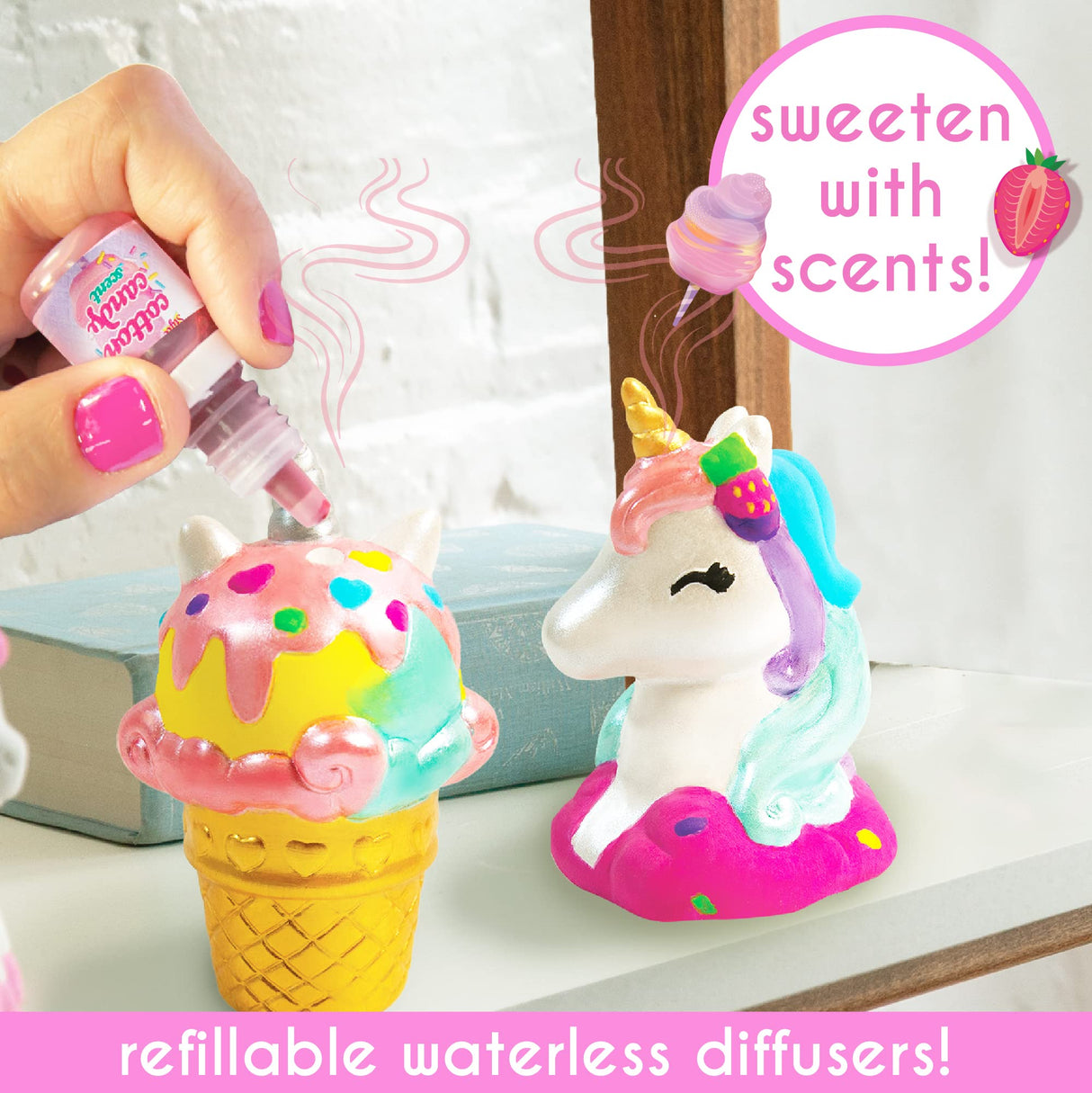 Just My Style Paint Your Own Scented Unicorn Figurines – Paint Your Own Waterless Ceramic Diffuser – Paintable Scented Unicorn Figurines – Customize with Pearlized Paints, Glitter & Sweet Scents Just My Style