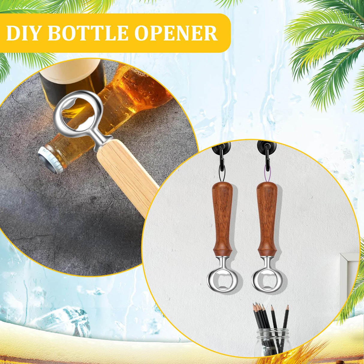 15 PCS Metal Bottle Opener Kit Bulk Stainless Blank Bottle Openers Inserts Hardware for Valentine's Day Wedding Wine Party DIY Project Craft Wood Turning FdcZeyxior