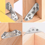 PlusRoc 12-Pack Universal Stainless Steel Furniture Corner Connectors with Screws - Heavy Duty Triangular Support Brackets for Wood Furniture, Drawers, Cabinets, Tables, and Chairs PlusRoc