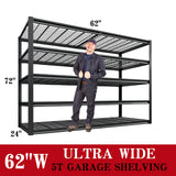 LI JIU HOME 62" W x 24" D x 72" H Garage Shelving Heavy Duty Metal Shelving 3500LBS Storage Shelves Adjustable Metal Shelves for Storage Industrial Garage Shelves for Warehouse Basement (5T 72*62*24) LI JIU HOME