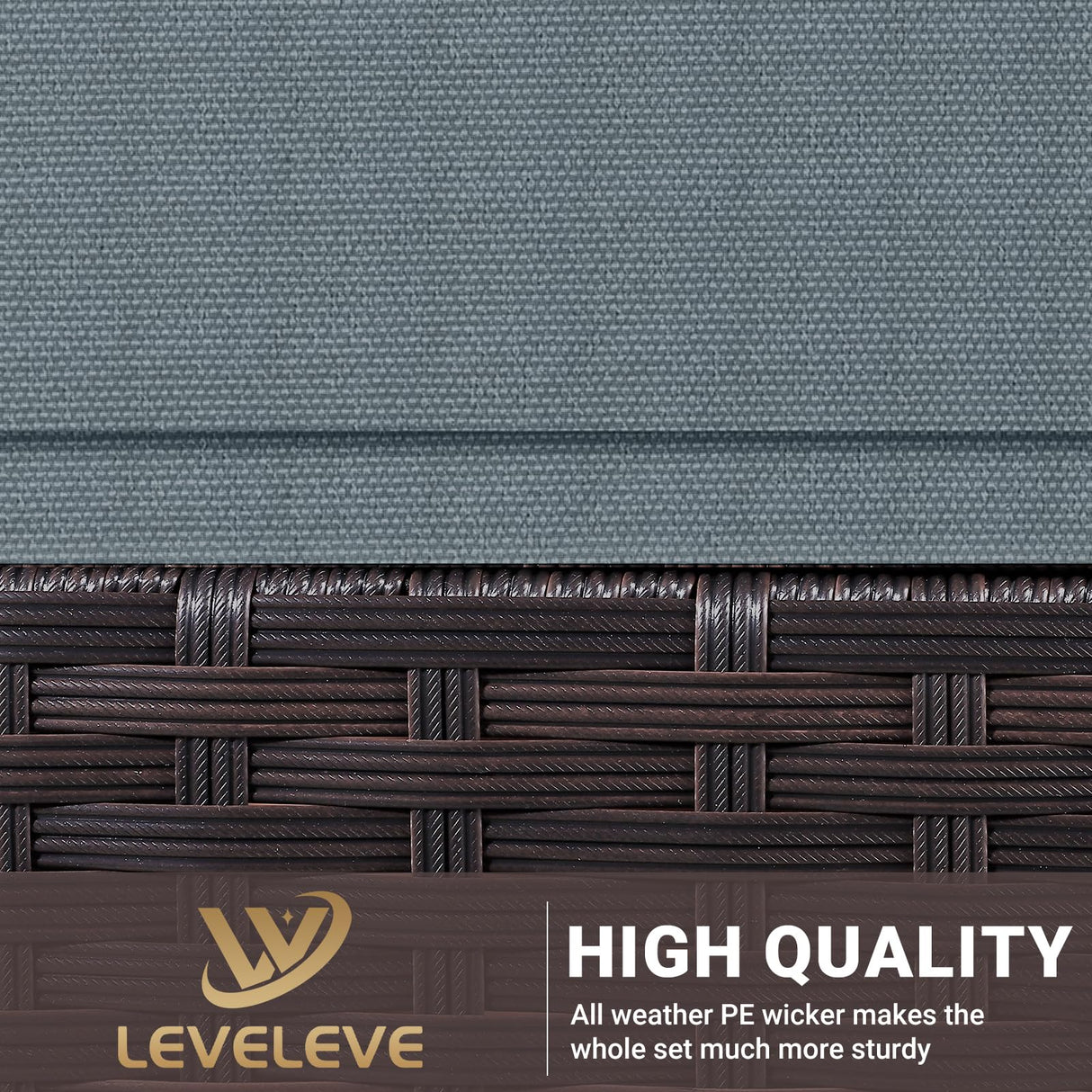 LEVELEVE 3 pcs Rocking Bistro Set Conversation Chairs PE Wicker Outdoor Rocking Chairs (Grey) LEVELEVE