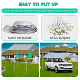 12 x 20 Ft Carport Replacement Canopy Cover Garage Top Tent Shelter Tarp,200G Heavy Duty Car Port Canopy Tent,Grey Waterproof & UV Protected Tarp with 52 Ball Bungees (Frame Not Include) ZAZTLL