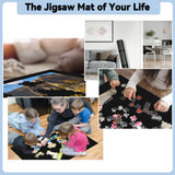Jigsaw Puzzle Mat Roll Up - 2000 Pieces, 1500, 1000 Pieces Saver Large Black Puzzles for Adults Kids, Storage and Transport Premium Pump Glue Felt Mat Inflatable Tube Holder Organizer Pad Keeper Genovega