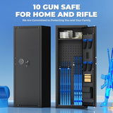 Greenvelly 10-14 Gun Safe for Rifles and Pistols,Quick Release Fireproof Gun Safe with Adjustable Shelves and Pockets,Locking Gun Cabinet with Rifle Rack for Home and Shotgun (Black) Greenvelly