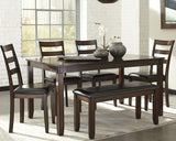 Signature Design by Ashley Coviar 6 Piece Dining Set, Includes Table, 4 Chairs & Bench, Dark Brown Signature Design by Ashley
