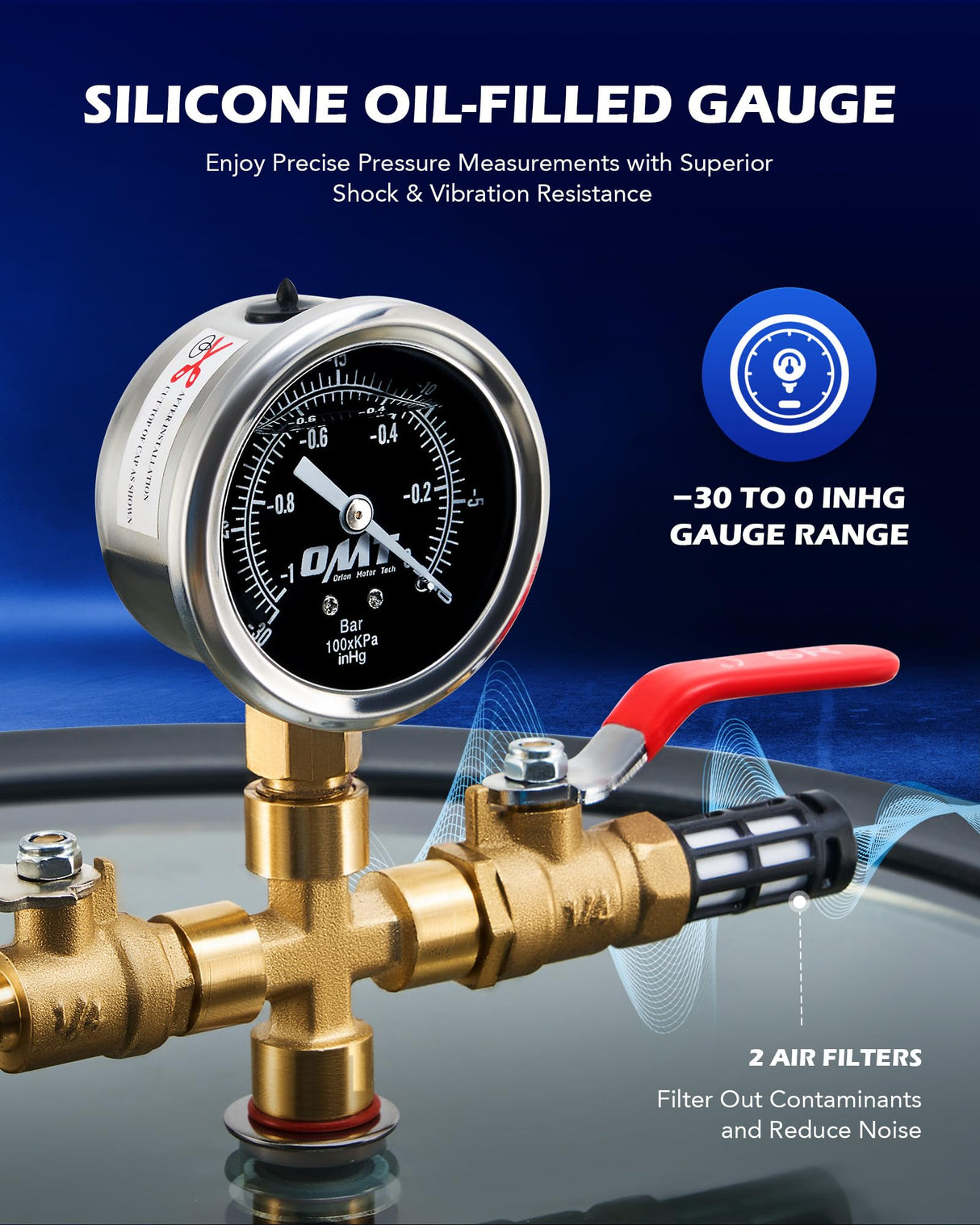 Orion Motor Tech 3 Gal Vacuum Chamber with Pump Kit, 3.5 cfm Vacuum Pump and Chamber Kit with Tempered Glass Lid 5 ft Hose, Vacuum Degassing Chamber Kit for Stabilizing Wood Degassing Silicone Resin Orion Motor Tech