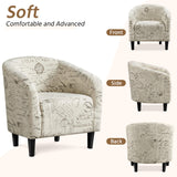 Yaheetech Modren Club Chair with Ottoman, Fabric Accent Armchair with Footstool, Upholstered Barrel Chair and Footrest for Living Room Bedroom Guestroom, Letter Print Yaheetech