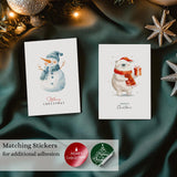 Merry Christmas Cards Boxed with Envelopes, Set of 20 Watercolor Designs Cards - 4x6 Inches Bulk Christmas Cards with Envelopes & Matching Stickers, Smudge-resistant Heavy Duty Cardstock Paper Play