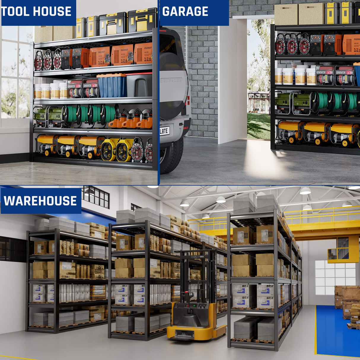 PMKES 67" W Garage Shelving Heavy Duty, 67" W x 24" D x 84" H, Adjustable 5 Tier Metal Shelves, Commercial Metal Shelf Rack, Industrial Shelving PMKES