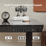 CubiCubi 48 × 24 Electric Standing Desk with Drawers, Whole-Piece Glass Adjustable Height Desk, One-Piece Quick Install Adjustable Sit Stand Desk, Black CubiCubi