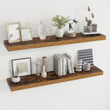 48 Inch Fireplace Mantel Shelf Floating Shelves for Large Wall Mounted Shelves with Invisible Brackets,Brown Long Wall Shelves for Decor Storage Bathroom,Living Room,Kitchen,Office,48"x 9.1" Set of 2 Dreamland