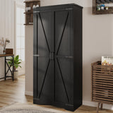 Befrases 72" H Black Farmhouse Storage Cabinet with Adjustable Shelves, Large Pantry Organize with 2 Barn Doors, Tall Freestanding Cabinet for Kitchen, Bathroom, Garage, Basement, Living, Utility Room Befrases