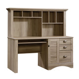 Sauder Harbor View Desk W/hutch, L: 62.13" x W: 23.39" x H: 57.52", Salt Oak Finish Sauder