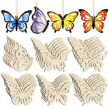 36PCS Wooden Hollow Butterfly Ornaments to Paint, 6 Styles DIY Blank Unfinished Wood Cutouts Ornament for Crafts Hanging Decorations Summer Sophena