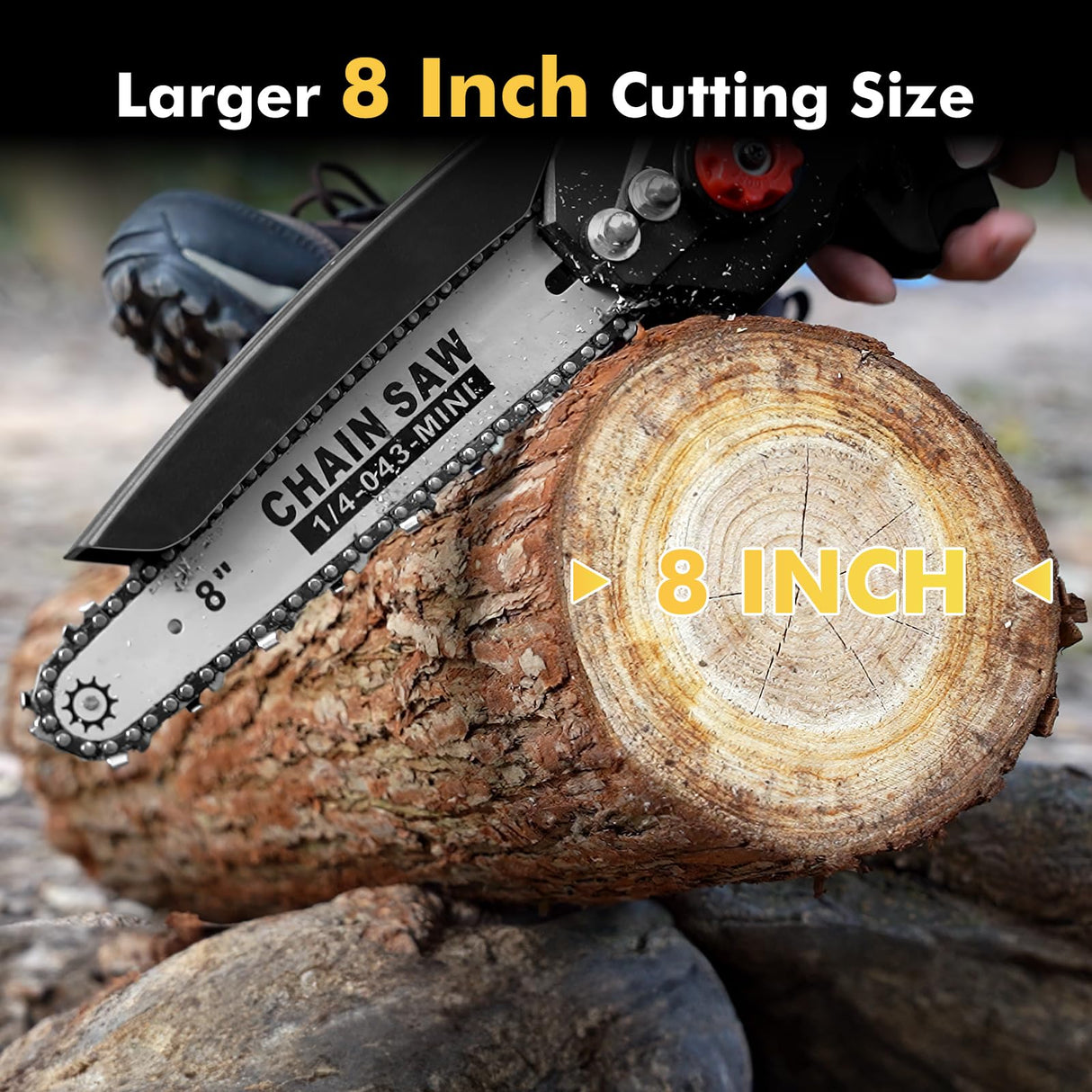 Seesii Mini Chainsaw Cordless 8 inch DL07, Electric Battery Powered Chainsaw, Upgraded Brushless Chain Saw with Auto Oiler, 2pcs 2000mAh Battery, Handheld Pruning Saws for Tree Branch Wood Cutting Seesii