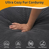 ISHUHL Cloud Modular Sectional Sofa, 124" Oversized Sectional Couches for Living Room, Convertible Deep Seat Sofa Set, Corduroy U Shaped Couch with 2 Ottoman (Dark Grey) ISHUHL