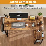 Grandder L Shaped Computer Desk with Reversible Shelves, 40 Inch Small Corner Desk with Storage Bag, Gaming Desk Computer Table Study Writing Desk for Home Office Small Space, Rustic Brown Grandder