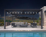 PURPLE LEAF Louvered Pergola with String Lights 9' x 14' Patio Aluminum Pergola with Independent Adjustable Rainproof Roof Hardtop Pergola for Outdoor Deck Garden Yard PURPLE LEAF