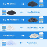 Rock Tumbler Grit and Polish Refill Kit - 10 Pounds. Ultimate Value Pack with Ceramic & Plastic Pellets, Polish Up to 70 lbs. of Rocks, 4-Step Tumbling Media Kit, Compatible with All Rock Tumblers KomeStone