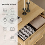 EYYTHUNG Rattan 6 Drawer Dresser, Modern Closet Dressers of Drawers with Natural Rattan, Boho Dresser Chest, TV Stand of Drawers, Wood Storage Drawer Organizer for Bedroom Living Room Entryway Hallway EYYTHUNG