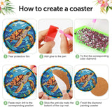 mrpwnle 8 Pack Turtle Diamond Art Coasters Kits, Sea Turtle Diamond Painting Coasters Kits Set with Holder Cork Pads, DIY Diamonds Art Non Slip Coaster Crafts Supplies Kit mrpwnle