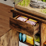 4ever2buy 55-75 Gallon Fish Tank Stand with Power Outlets, LED Light, Heavy Duty Aquarium Stand with Cabinet for Fish Tank Accessories Storage, for Turtle Tank, Reptile Terrarium, 1100LBS, Black 4ever2buy