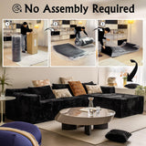 Black sectional couches for Living Room Corduroy Couch，104" Cloud Sectional Couch with L-Shape Chaise， Modern Modular Sofa, Deep Seat Comfort, No Assembly Required(Plush Corduroy Fabric) HKUVUKH