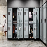 Letaya Metal Lockers for Employees-6 Door Storage Locker with Shelves and Lockable Steel Cabinet for School,Gym,Office,Staff (Black & Gray, 6 Door) Letaya