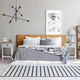 Wnutrees Rustic Farmhouse Accent End Table, Nightstand Side Tables with Drawers and Open Storage Shelf for Living Room Bedroom, Wooden Top, Handcrafted Finish, Set of 2, White Wnutrees