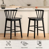 EYYTHUNG Wood Bar Stools Set of 3, 24" Barstool Farmhouse Counter Stools with Curved Back for Dining Room, Black EYYTHUNG