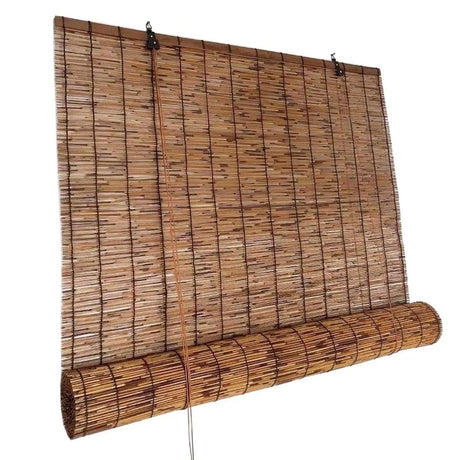 Outdoor Bamboo Roll-up Shades for Porch Patio Privacy Screen, Blackout Roller Window Blinds 48" 60" 64" 66" 72" 84" 96" Long Waterproof Reed Curtain with Lifter, Cordless Bamboo Blinds(72" x 84") KAKVSRBPER