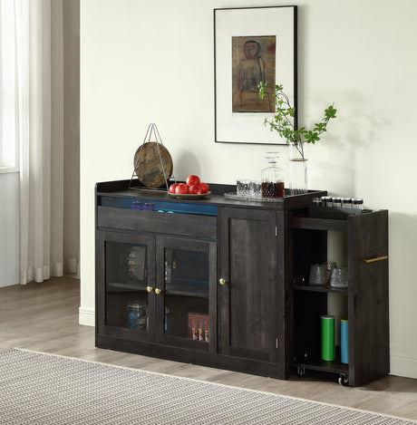 FOREST GRAVITY Smart Buffet Cabinet ，Sidecart brining Things Anywhere You Want,Coffee bar Cabinet, Liquor Cabinet,Sideboard Cabinet,Dancing LED Lighting, with 3 Doors,for Kitchen,Living Room,Black FOREST GRAVITY