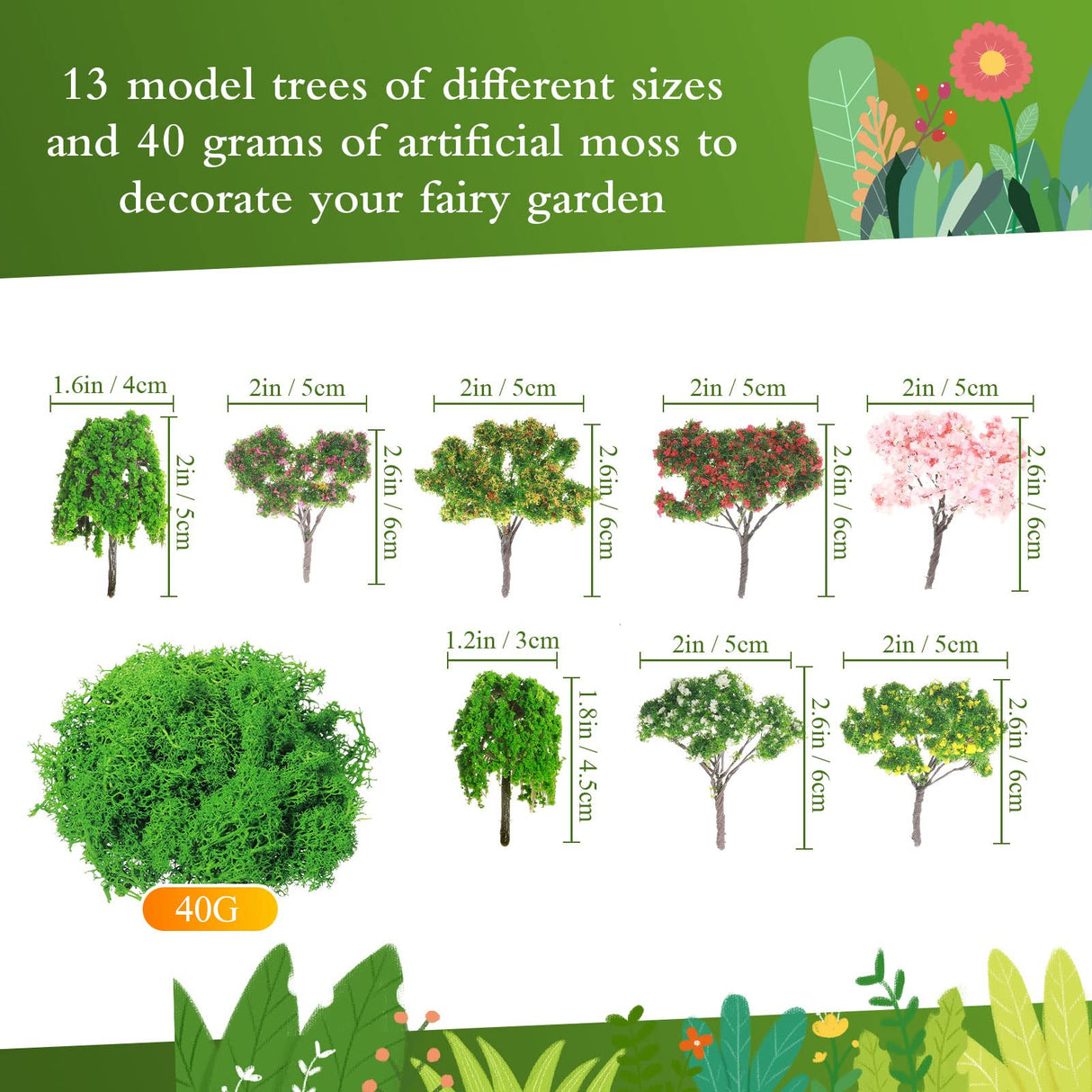 Canlierr 58 Pcs Mini Garden Accessories Set Fairy Village Miniature Fairy House Starter Kit Mini Terrarium Figurines Micro Landscape Mixed Model Tree Diorama Supplies for DIY Succulent Dollhouse Craft Canlierr