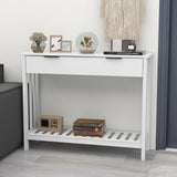 TaoHFE White Narrow Console Table with Storage Modern Wood Entryway Table with Drawer Hallway Table Sofa Tables for Living Room, Entrance Tables for Front Door Corridor, Office, White TaoHFE