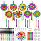 VioraWhite 24 Sets Mandala Suncatchers Wind Chimes Window Art Kits, DIY Summer Vbs Sun Catchers Wind Chimes Bulk Ornaments Painting Craft Kits for Boys Girls Home Party Activity Project Decor VioraWhite