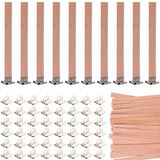 50PCS Wicks Wooden Set for Candles – 25PCS Candle Wicks with 25PCS Metal Base for Candlescience DIY Supplies YARRD