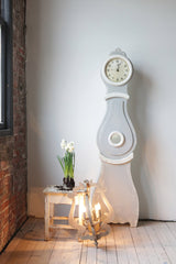 Creative Co-Op Distressed Grey Wood Grandfather Style Wall Clock Creative Co-Op